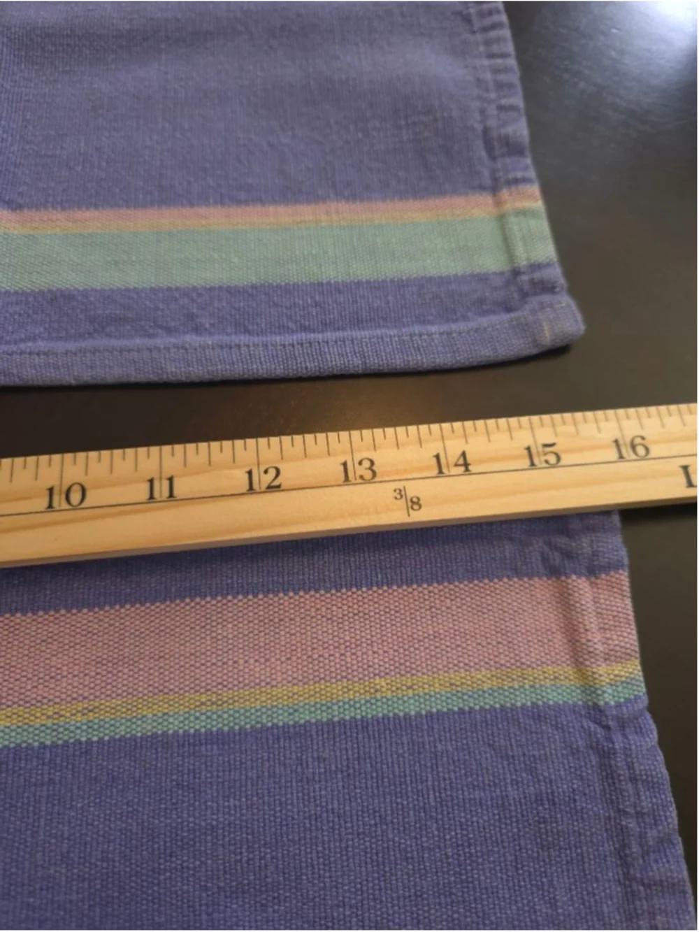 Rare Vintage 80s Purple Multicolor Striped Placemat and Napkin Set for Two 4 pcs